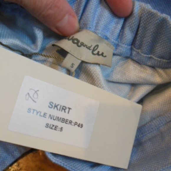 New! AVA & LU 5T Blue Textured Dual Pocket Skirt - Picture 5 of 5